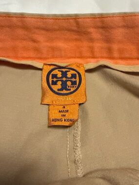 Tory Burch Tan Trousers with Coral Waistband
